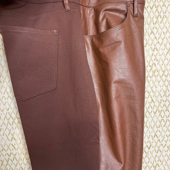 NWT Chico's Brown Five Pocket Ponte Faux Leather Slim Leg Front Pant Size 3R/16R - Picture 9 of 12